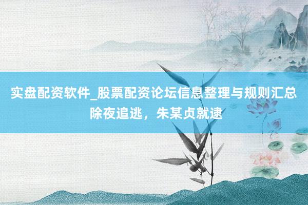 实盘配资软件_股票配资论坛信息整理与规则汇总 除夜追逃，朱某贞就逮